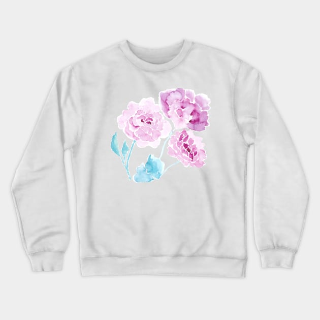 Pink peonies Crewneck Sweatshirt by MariaMahar